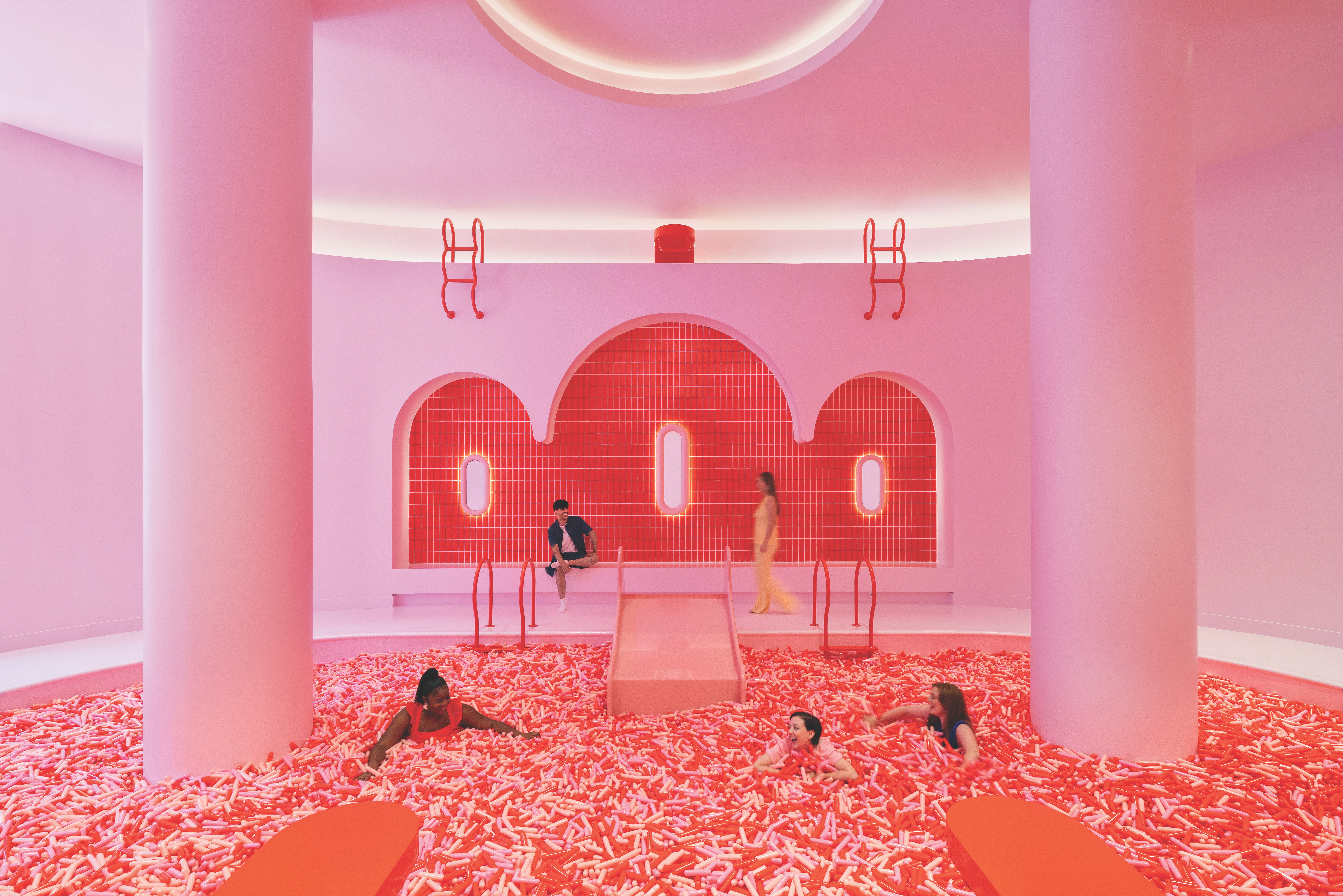 People swimming in giant sprinkle pool at Museum Of Ice Cream in Chicago, Illinois (photo courtesy of Museum Of Ice Cream) People swimming in giant sprinkle pool at Museum Of Ice Cream in Chicago, Illinois (photo courtesy of Museum Of Ice Cream)