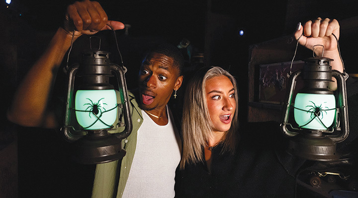 People looking at lanterns at Cedar Point HalloWeekends in Sandusky, Ohio (photo courtesy of Cedar Point)