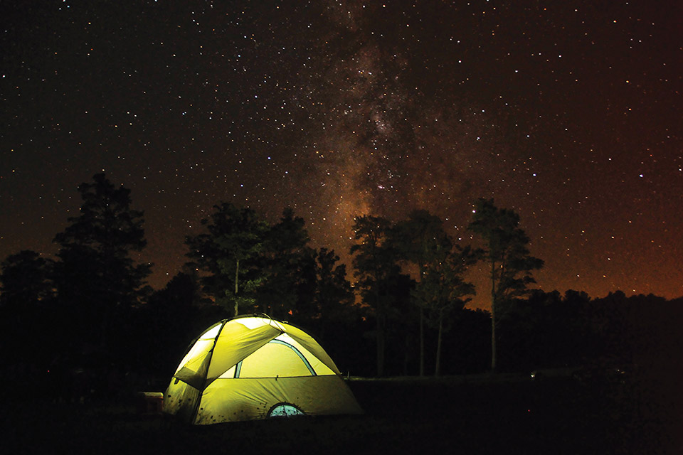 Illuminated tent at night in Cherry Springs State Park in Coudersport, Pennsylvania (photo by Pennsylvania Department of Conservation and Natural Resources) Illuminated tent at night in Cherry Springs State Park in Coudersport, Pennsylvania (photo by Pennsylvania Department of Conservation and Natural Resources)