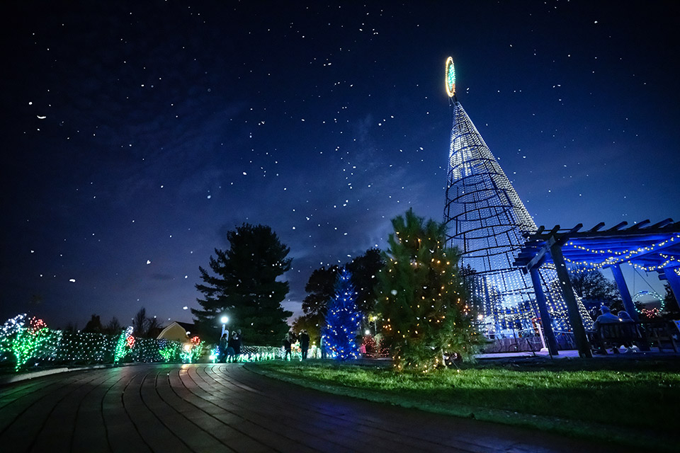 Illuminated trees and path at Oglebay Resort’s Festival of Lights in Wheeling, West Virginia (courtesy of Oglebay Resort) Illuminated trees and path at Oglebay Resort’s Festival of Lights in Wheeling, West Virginia (courtesy of Oglebay Resort)